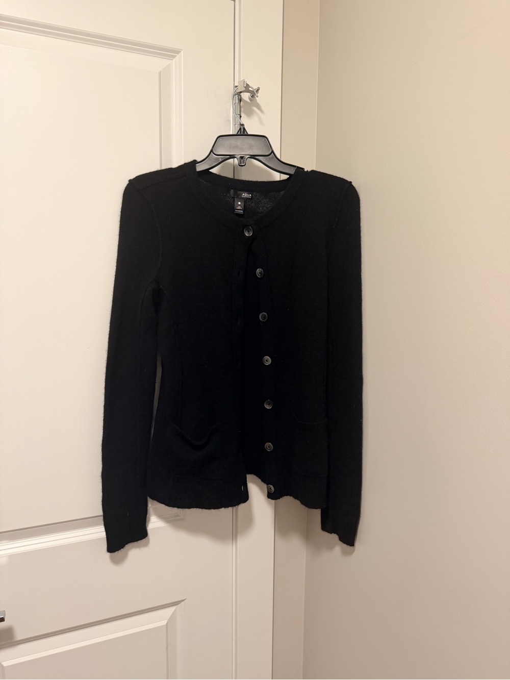 Aqua Black 100% cashmere cardigan sweater